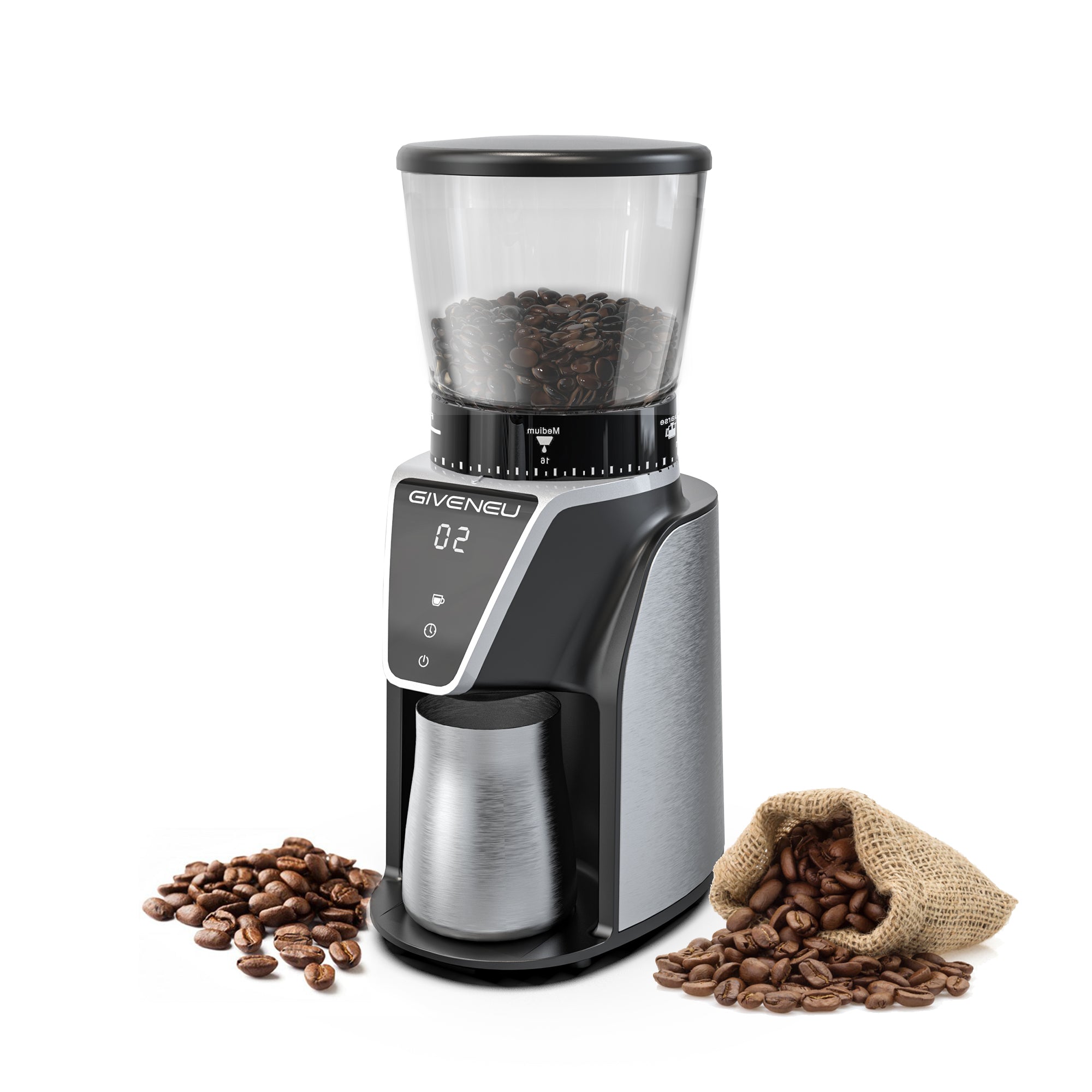 Coffee Grinder Electric Burr Conical with Stainless Steel Blades Large  Capacity